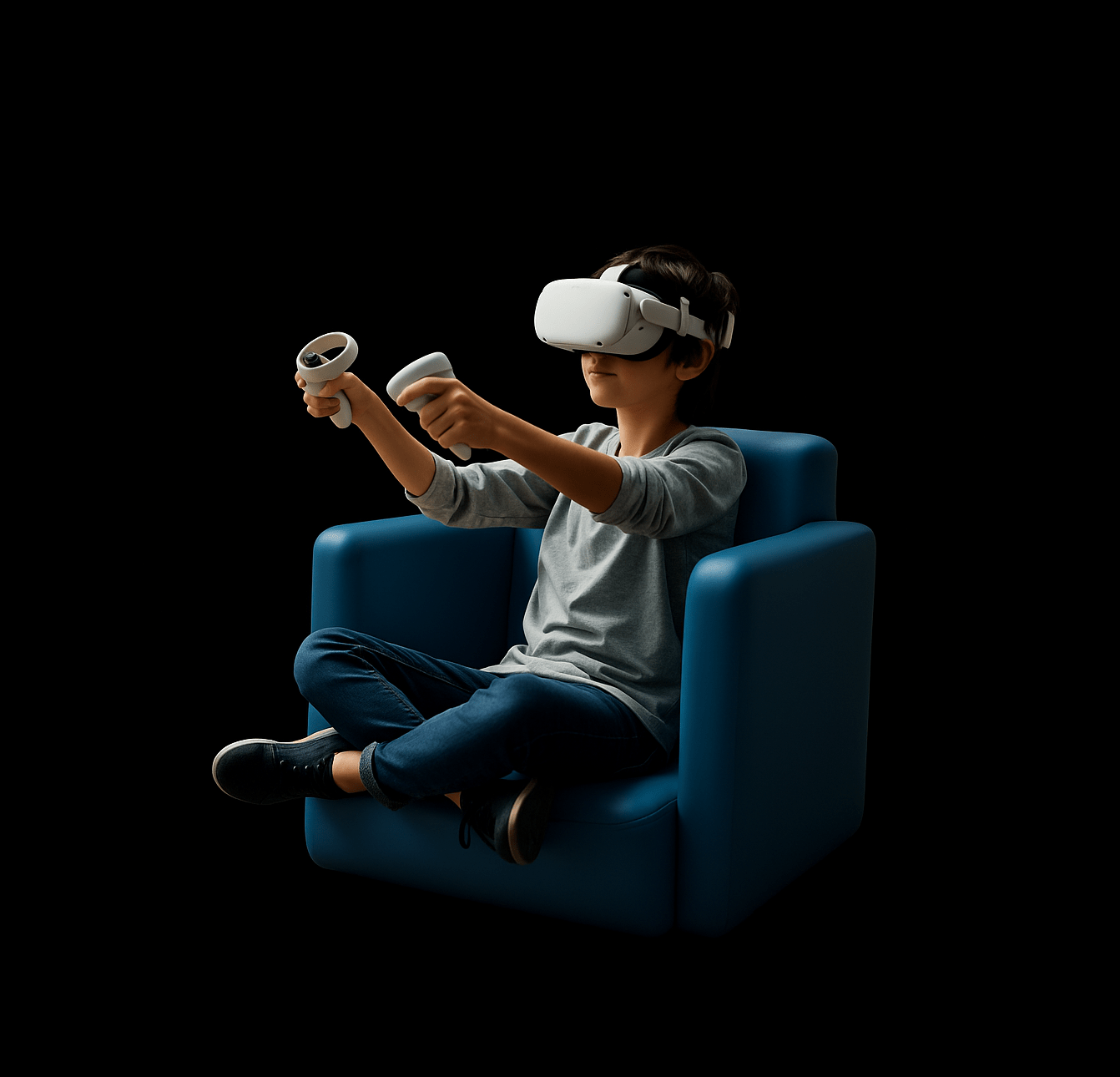 Person using advanced 5D VR headset